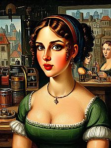 Vintage Woman in Green Dress