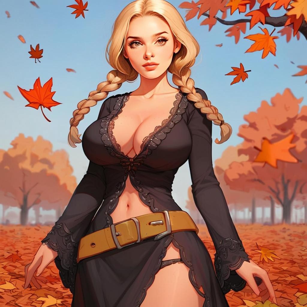 Confident Woman in Autumn Forest Confident Woman in Autumn Forest