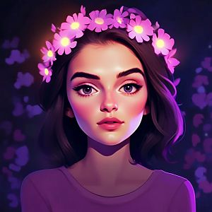 Young Woman with Flower Crown and Expressive Eyes