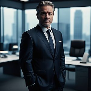 Confident Middle-Aged Man in Modern Office