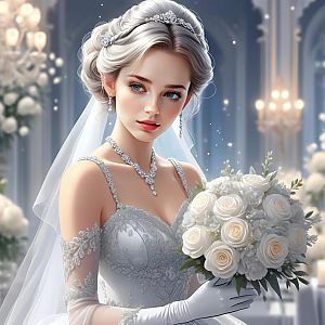 Elegant Bride in Lace Wedding Gown