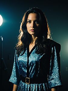 Photorealistic Studio Portrait of Woman in Mia Costume with Cinematic Lighting