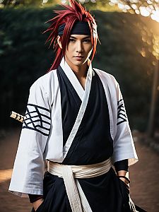 Realistic Renji Abarai Cosplay by Man in Shinigami Costume