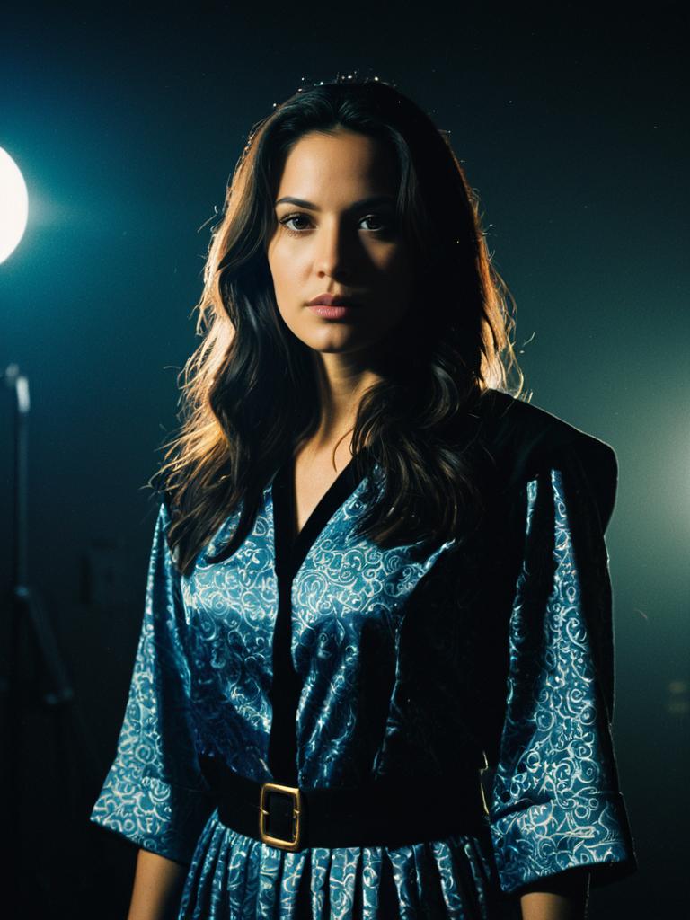Photorealistic Studio Portrait of Woman in Mia Costume with Cinematic Lighting