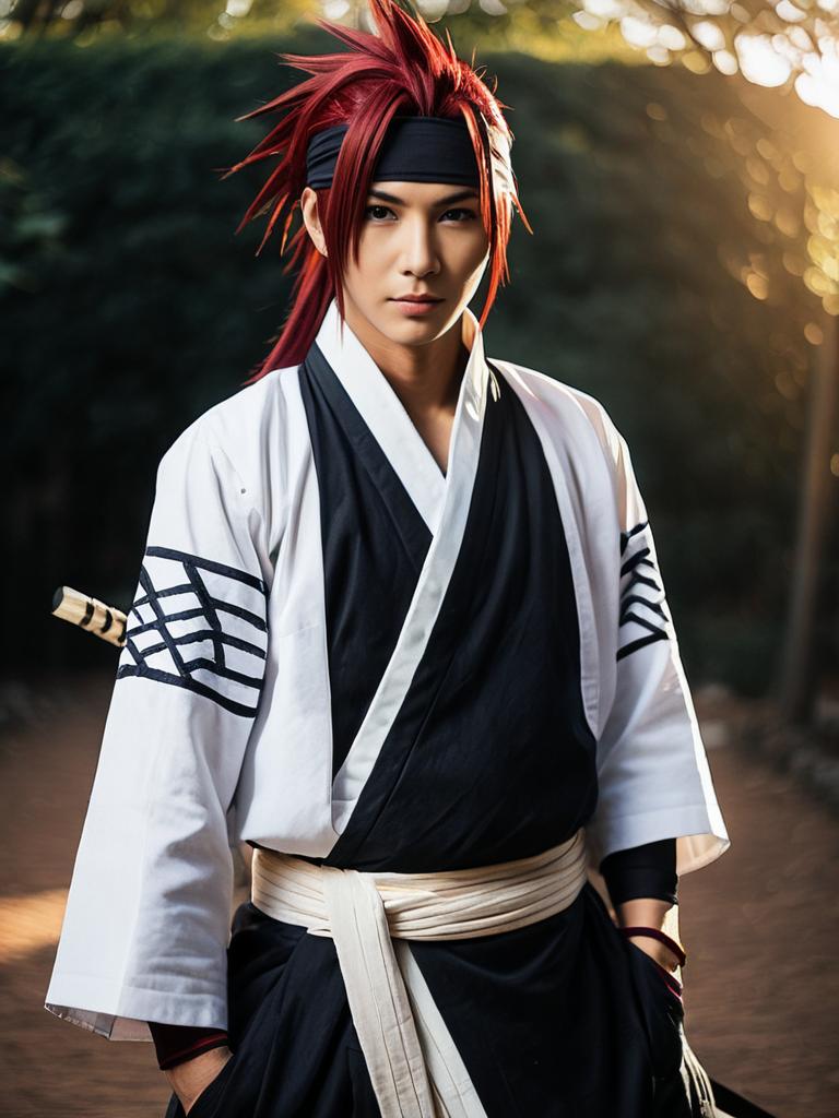 Realistic Renji Abarai Cosplay by Man in Shinigami Costume