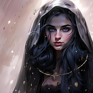 Mystical Woman with Blue Eyes and Veil