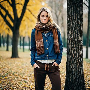Young Woman in Autumn Park