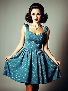 Woman in Retro Party Dress Photorealistic Detailed Studio Portrait