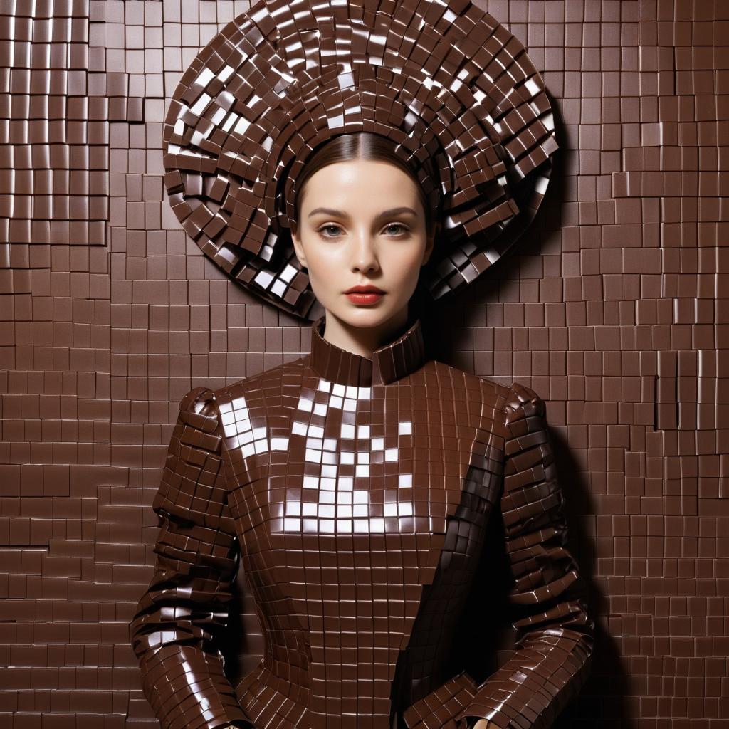 Contemporary Fashion Woman in Mosaic Brown Ensemble