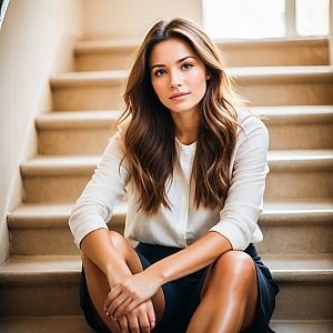 Young Woman on Stairs in Natural Light