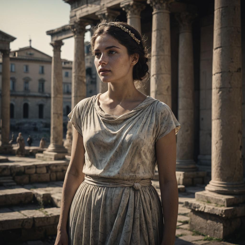 Contemporary Wonder Woman Marble Statue in Roman Forum