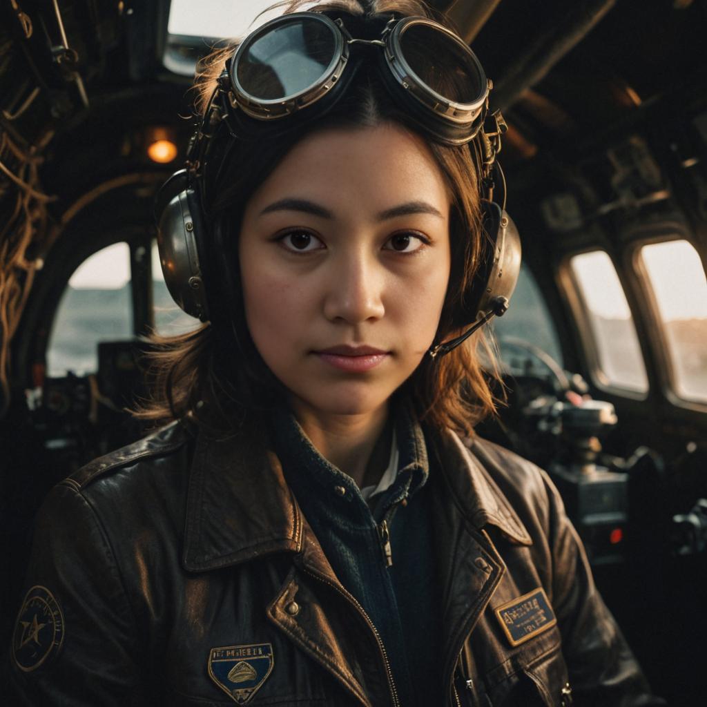 Vintage Aviator Woman Portrait