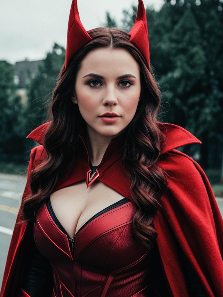 Cinematic Realism Scarlet Witch Woman Superhero Cosplay Costume