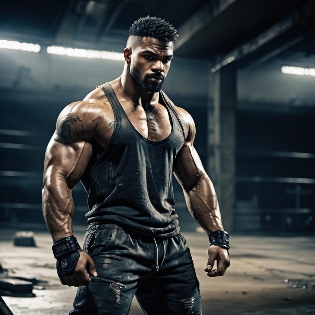 Muscular Man in Industrial Setting