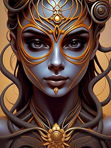 Fantasy Portrait of Woman with Metallic Skin