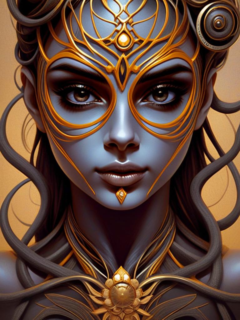 Fantasy Portrait of Woman with Metallic Skin Fantasy Portrait of Woman with Metallic Skin