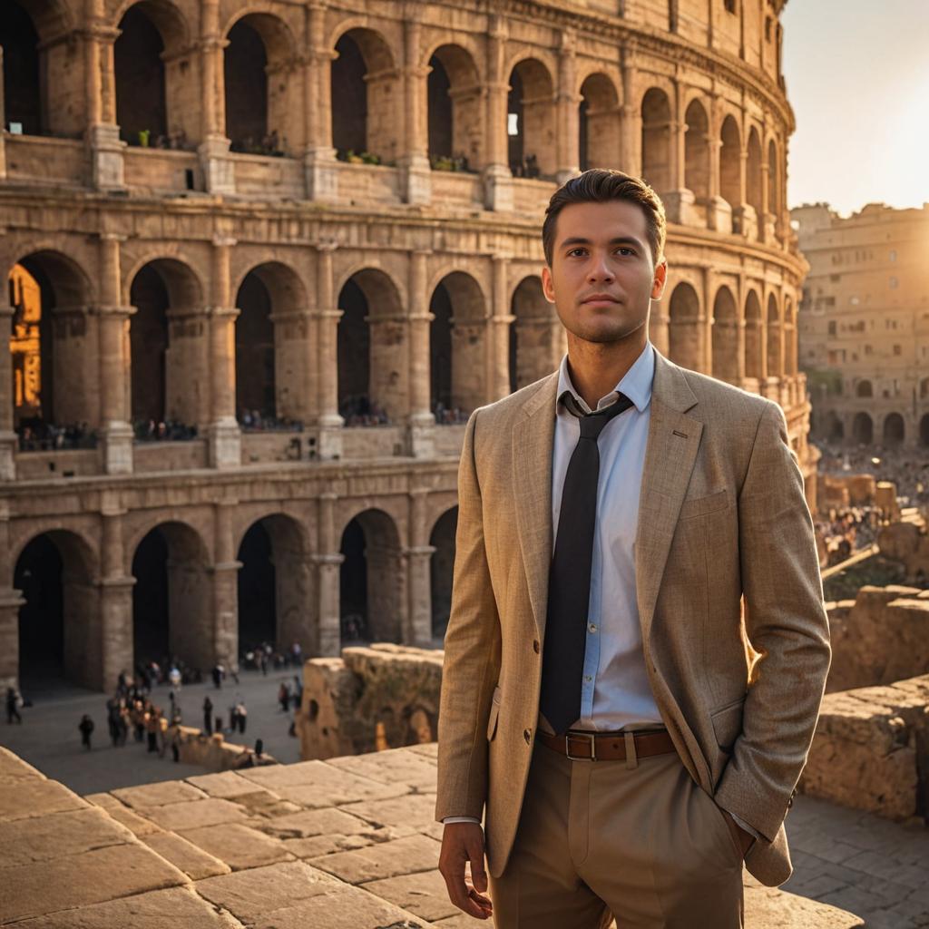 Well-dressed man at the Colosseum in Rome