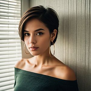 Young Woman in Green Top by Window