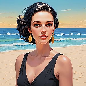 Elegant Woman by the Beach