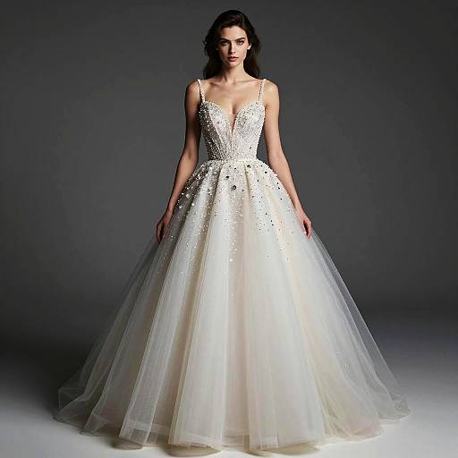 Elegant Bejeweled Ball Gown Dress for Women