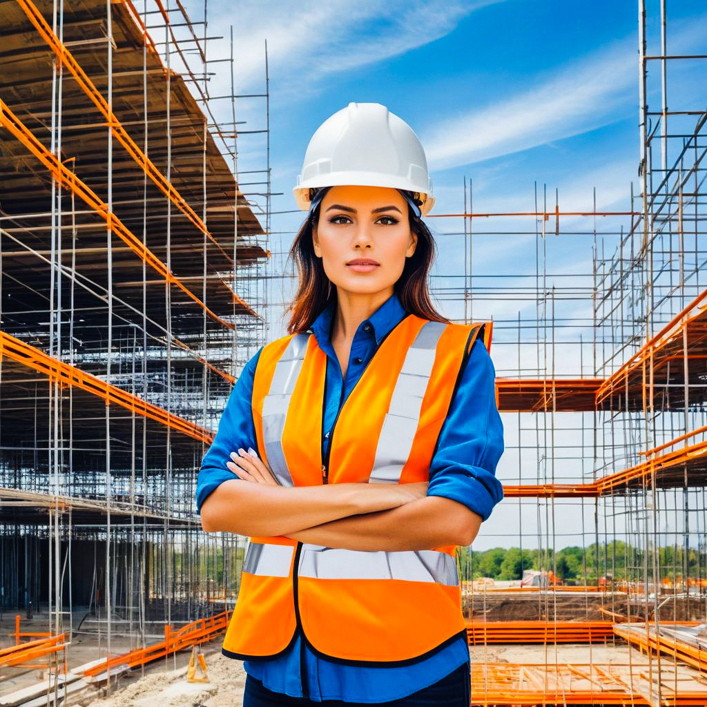 Confident Woman at Construction Site Confident Woman at Construction Site