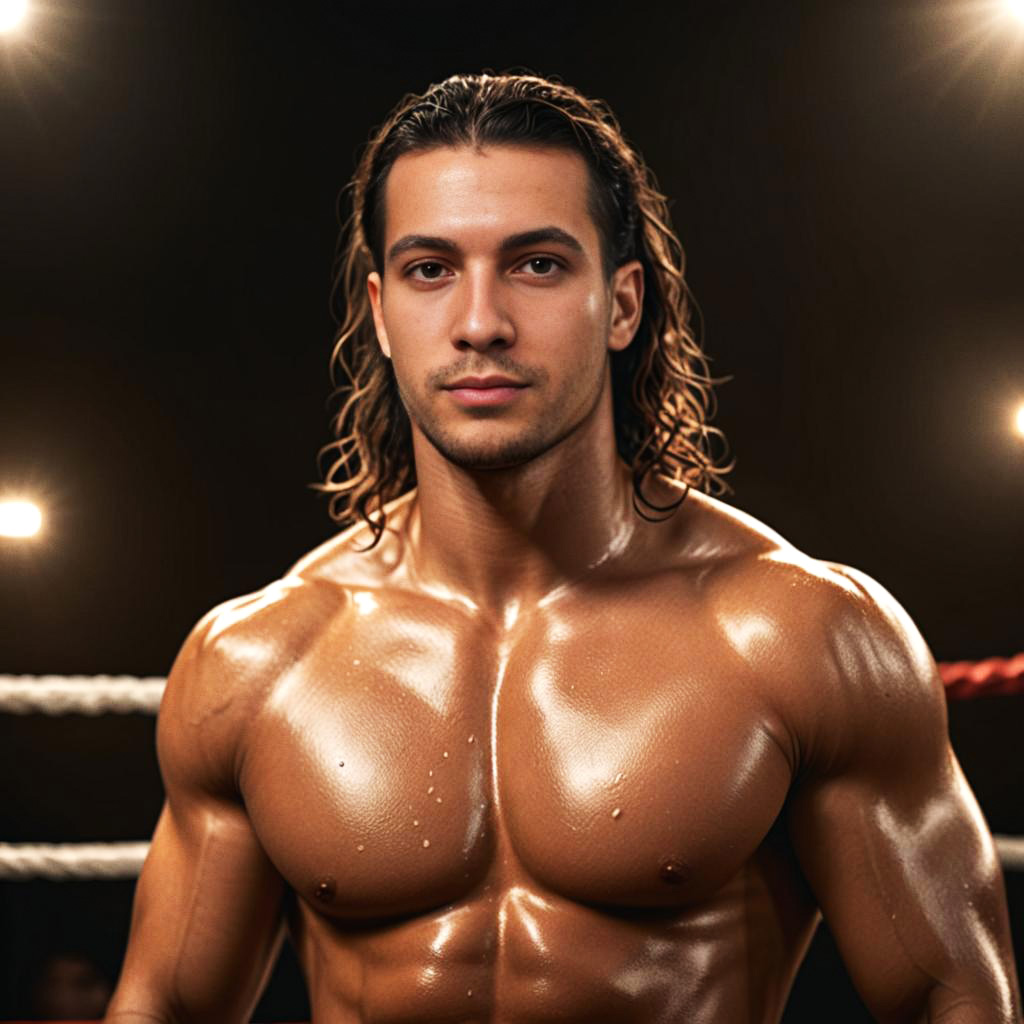 Confident Muscular Man in Boxing Ring