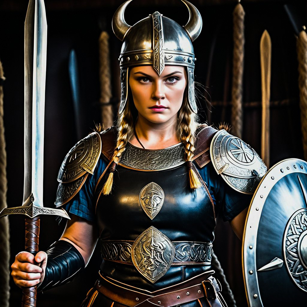 Fierce Female Viking Warrior in Armor
