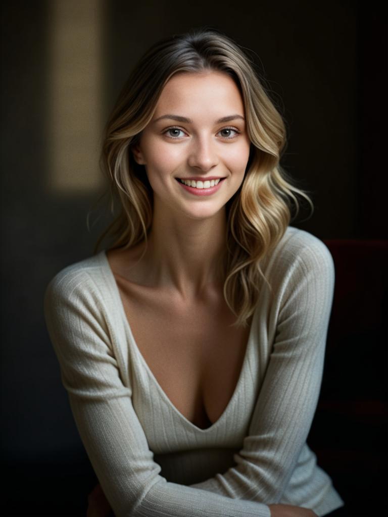 Smiling Woman with Wavy Hair