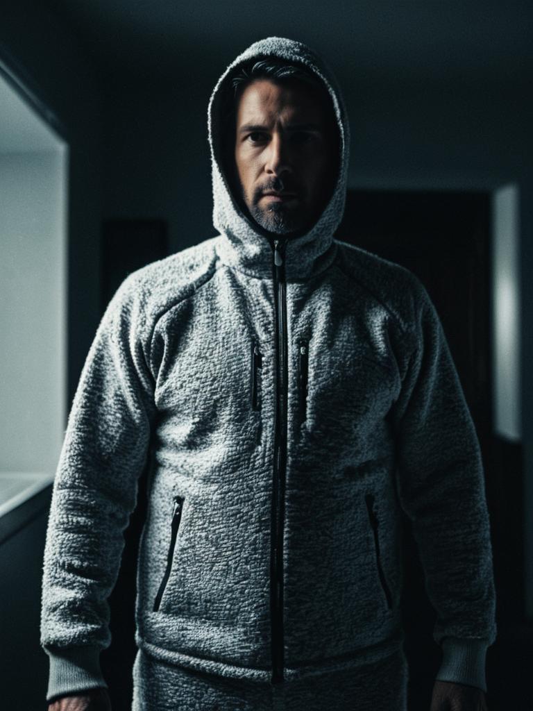 Man in Thermal Under Clothes Costume Cinematic Photorealistic Photo