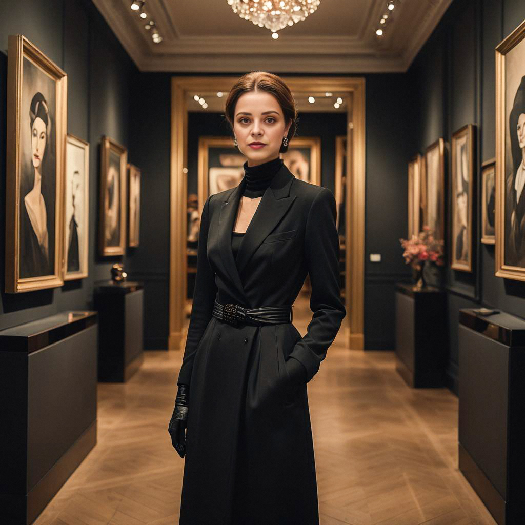 Elegant Woman in Art Gallery
