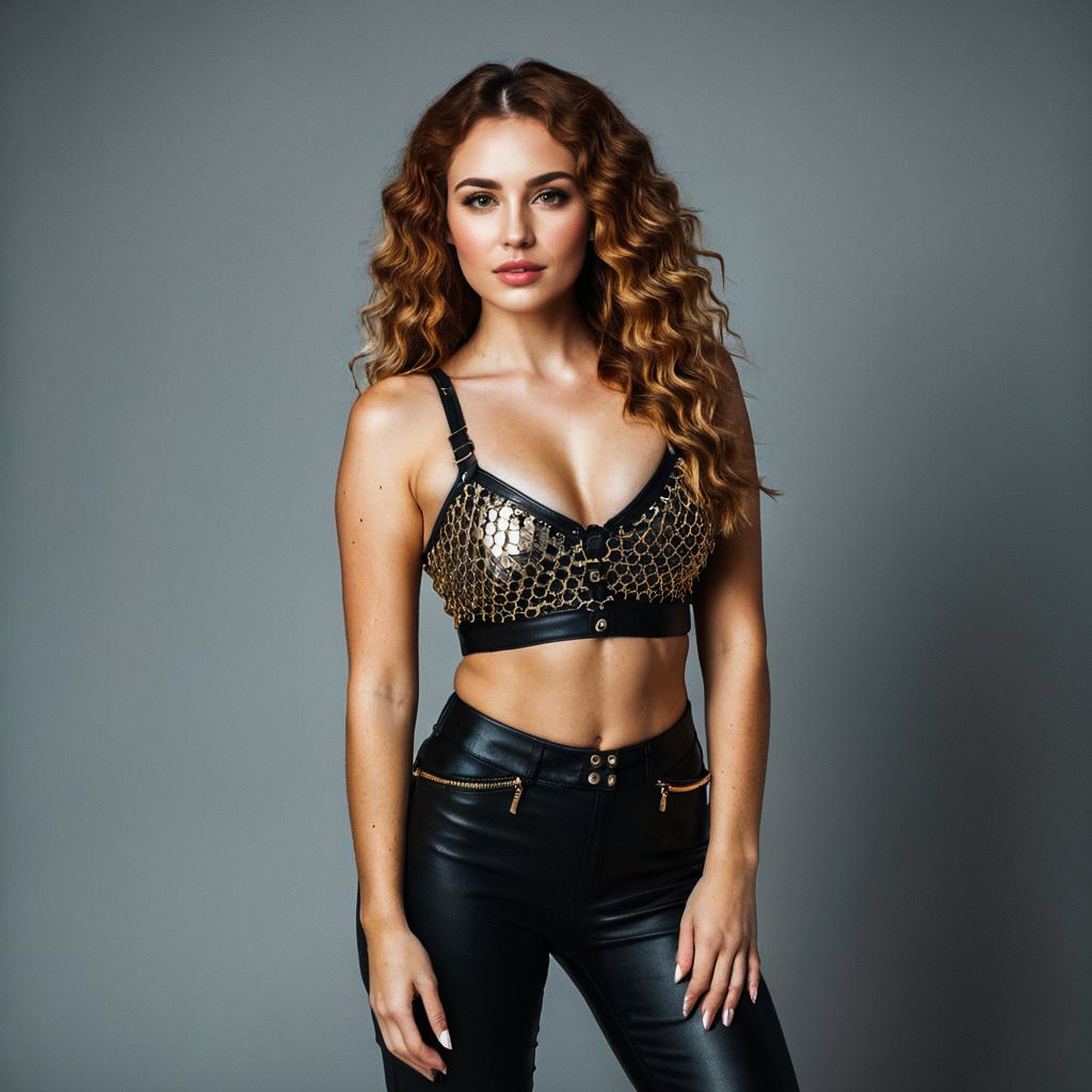 Confident Woman in Edgy Leather Outfit Confident Woman in Edgy Leather Outfit