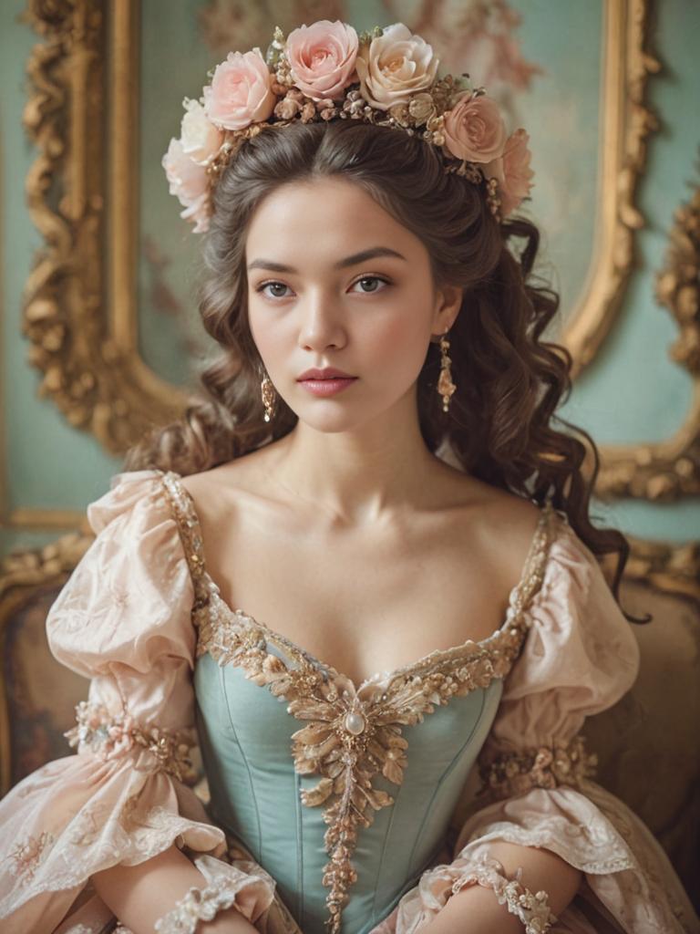 Whimsical Elegance in Baroque-Rococo Gown