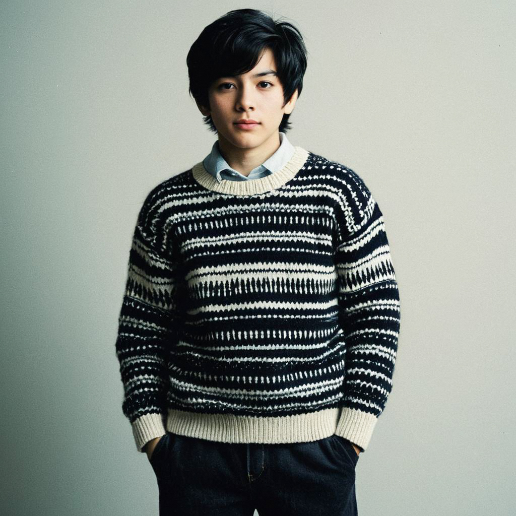 Confident Young Man in Cozy Knitted Sweater Confident Young Man in Cozy Knitted Sweater
