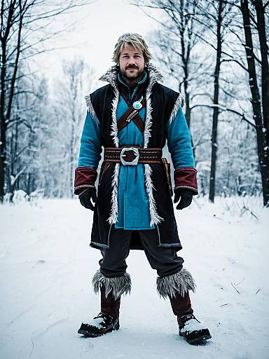 Man in Kristoff Frozen Outfit Costume Full Body Cosplay Photo
