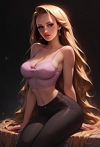 Confident Woman in Pink Crop Top