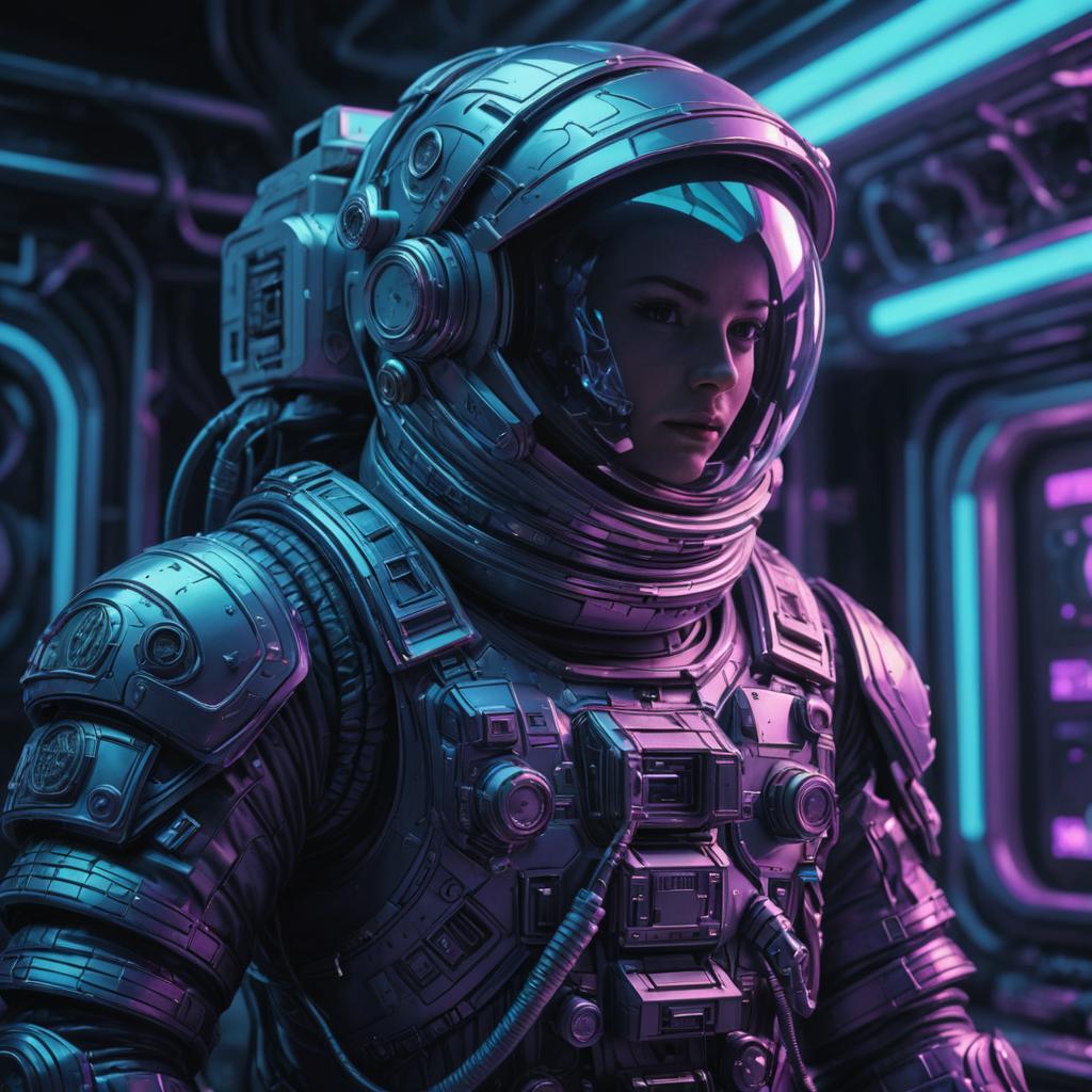 90's Cosmic Horror Astronaut in Eerie Space