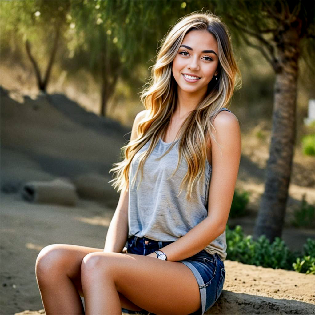 Young Woman in Summer Attire Outdoors