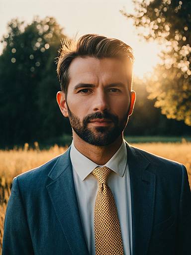 Photorealistic Outdoor Portrait of Man in Summer Professional Outfit