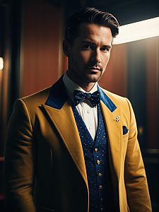 Man in Themed Outfit Photorealistic Fashion Portrait Cinematic Style