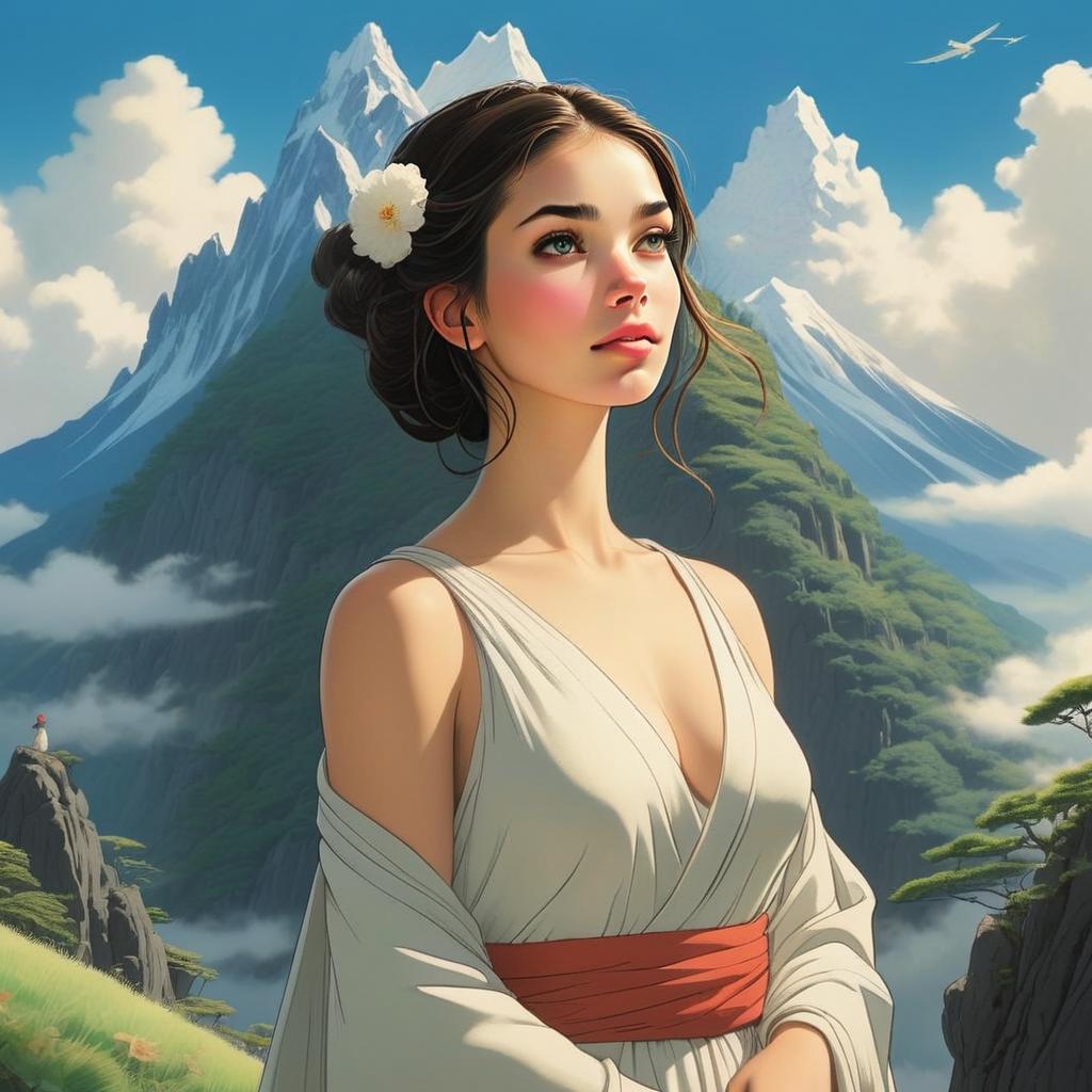 Contemplative Woman in Majestic Landscape Contemplative Woman in Majestic Landscape