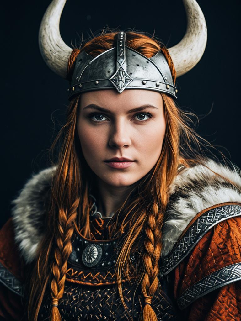 Woman in Viking Costume Photorealistic Detailed Studio Portrait Woman in Viking Costume Photorealistic Detailed Studio Portrait