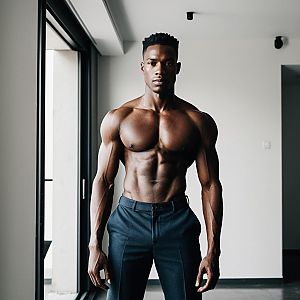 Muscular Man Showcasing Athletic Build