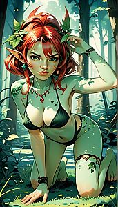 Elven Woman in Lush Forest