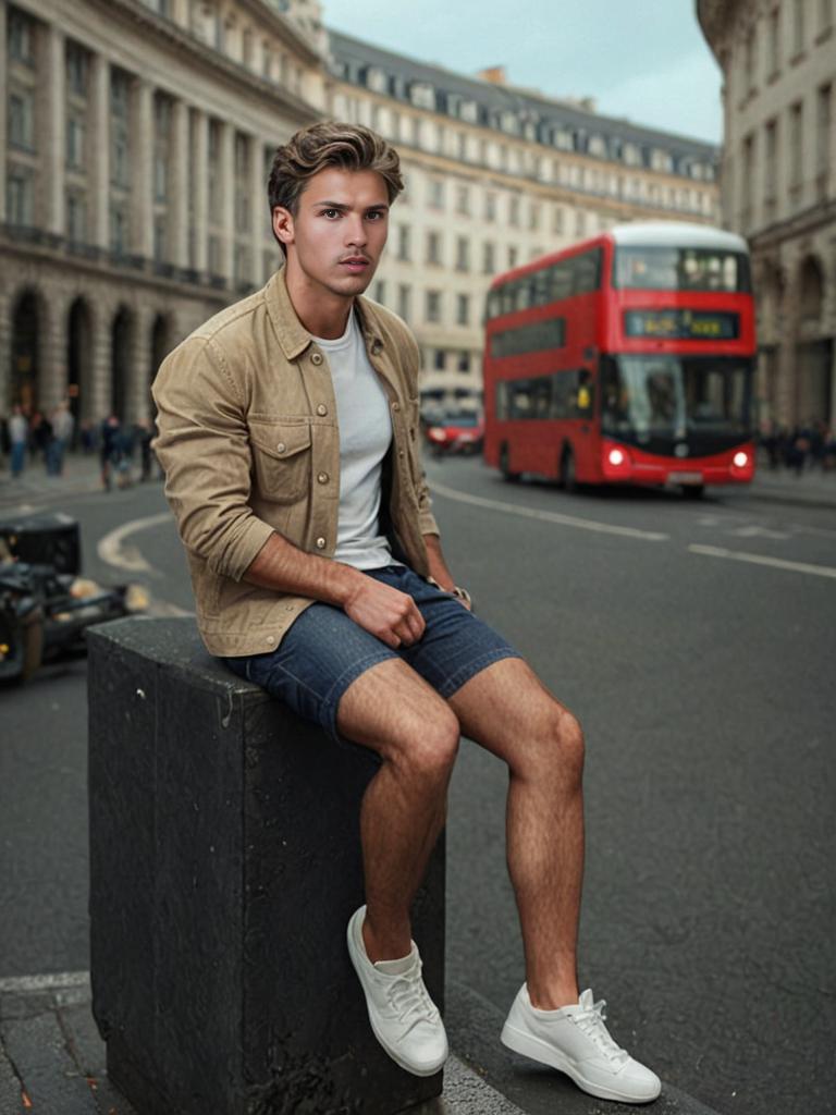 Stylish Young Man in Urban London Setting