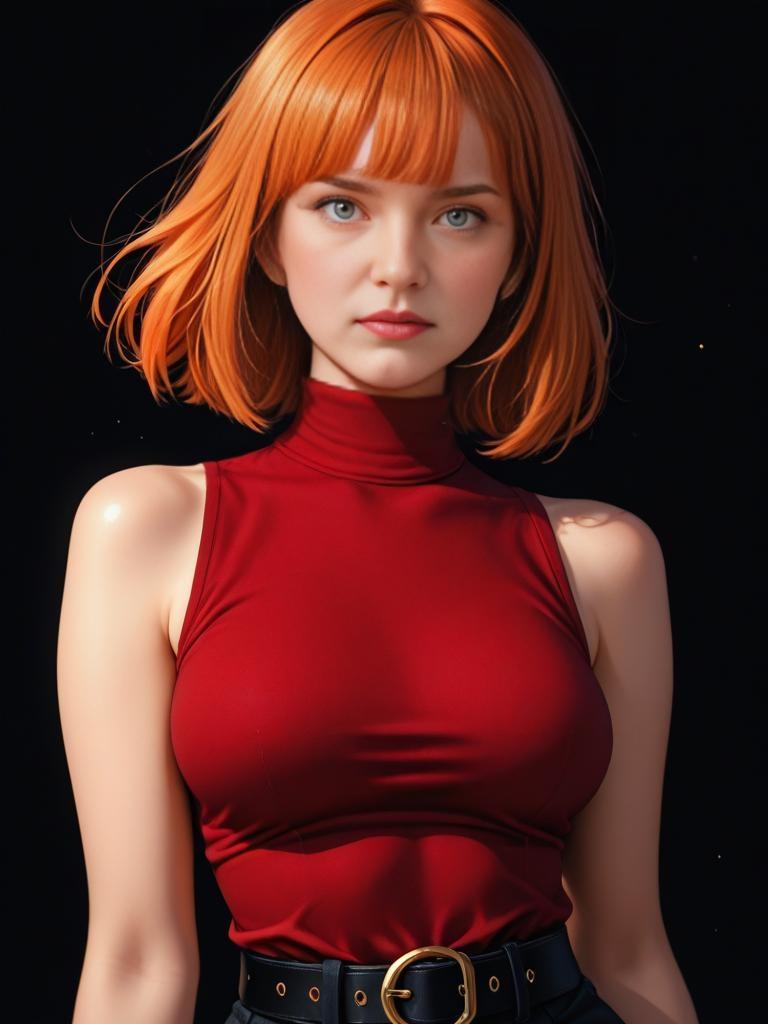 Confident Young Woman with Red Hair and Blue Eyes Confident Young Woman with Red Hair and Blue Eyes