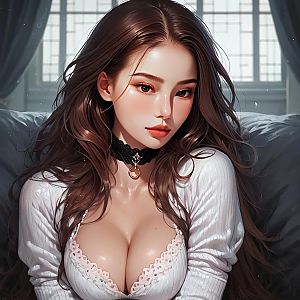 Anime-Inspired Portrait of Woman with Long Hair