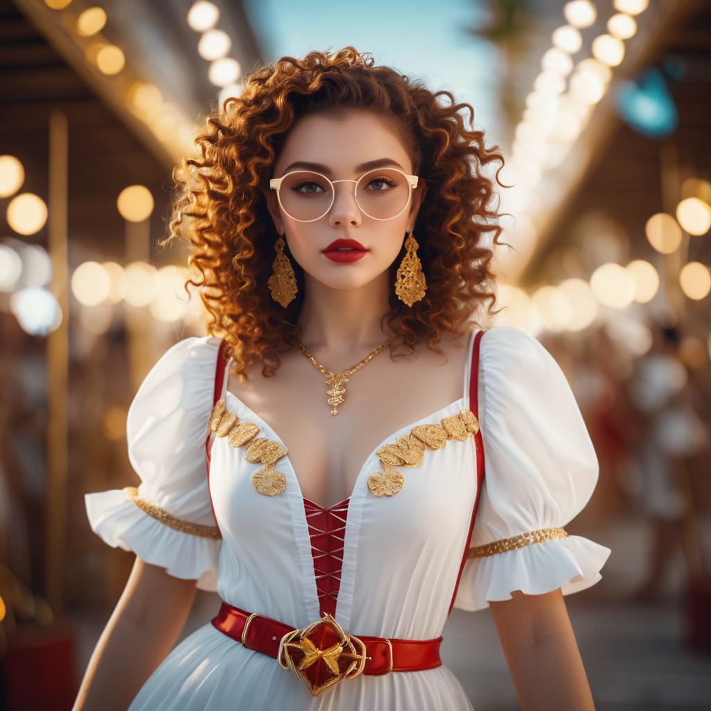 Glamorous Woman in Elegant White Dress