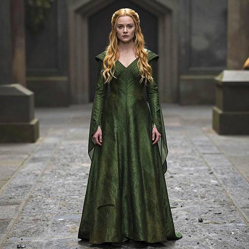 Woman in Lord of the Rings Inspired Green Fantasy Dress