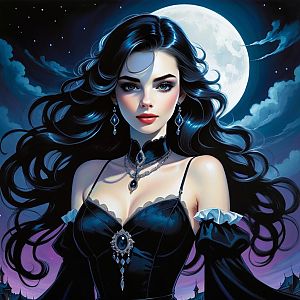 Gothic Woman in Moonlight