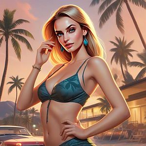 Confident Woman in Tropical Setting